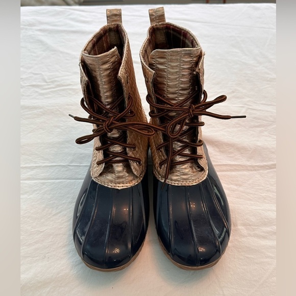 Yoki Duck Boots Navy & Gold Size 10 - Picture 9 of 12